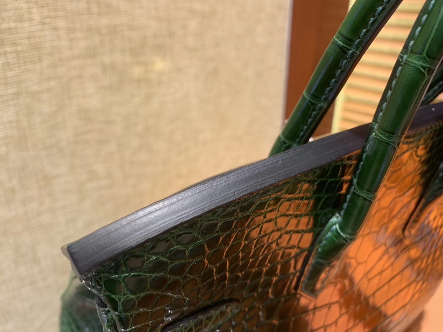 Hermès（爱马仕）Birkin铂金包 祖母绿 一级皮 美洲鳄鱼 进口原料 顶级手缝工艺 25cm