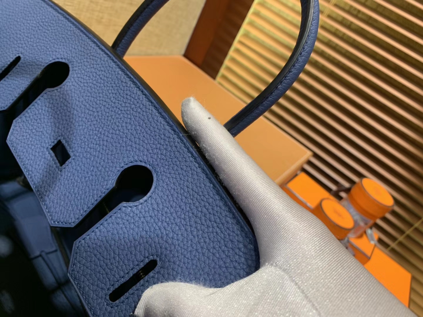 Hermès（爱马仕）Birkin铂金包 玛瑙蓝 德国进口小牛皮 顶级品质全手工缝制 金扣 30cm
