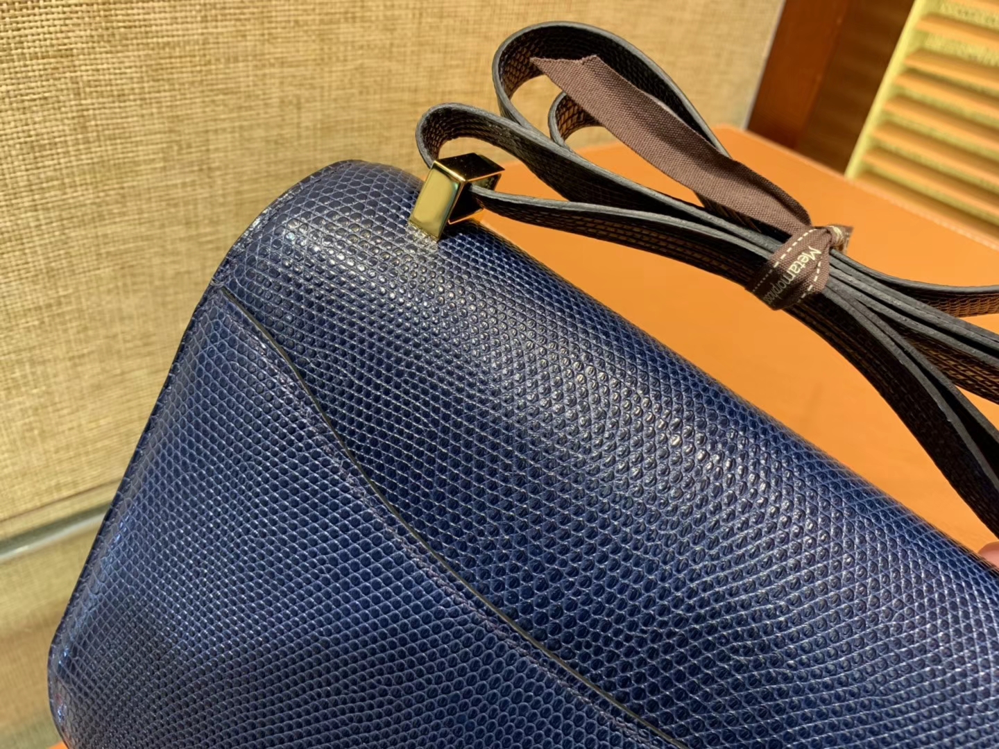 Hermès（爱马仕）Constance 23cm 午夜蓝 蜥蜴皮 顶级手缝工艺 金扣