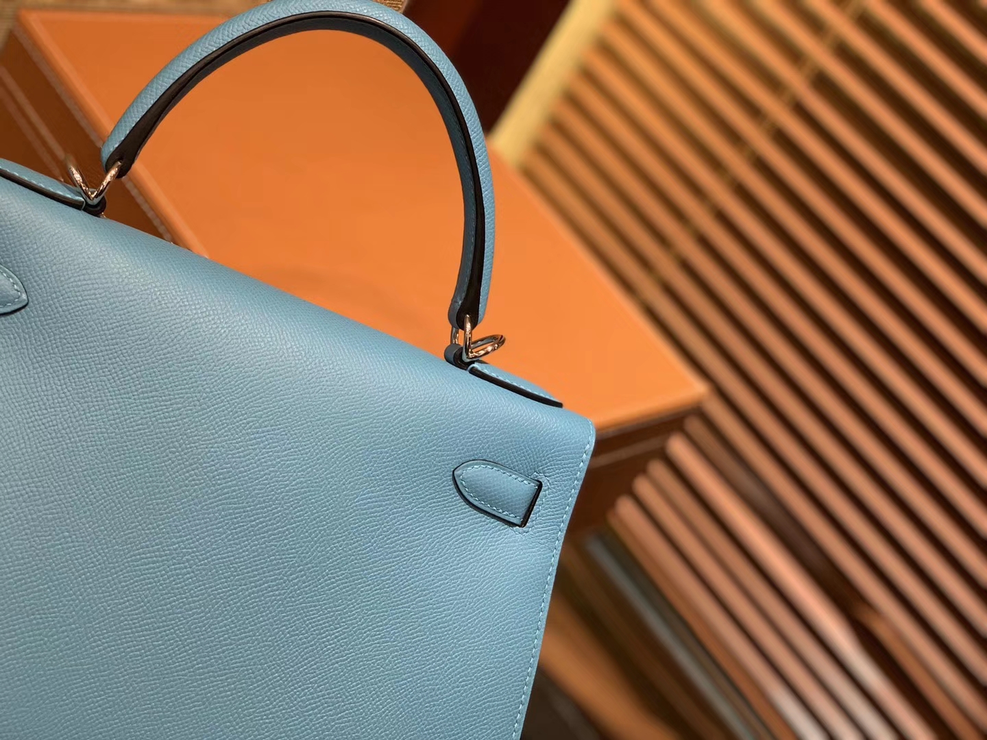 Hermès（爱马仕）Kelly凯莉包 北方蓝 德国掌纹牛皮 进口原料 顶级手工缝制 金扣 28cm