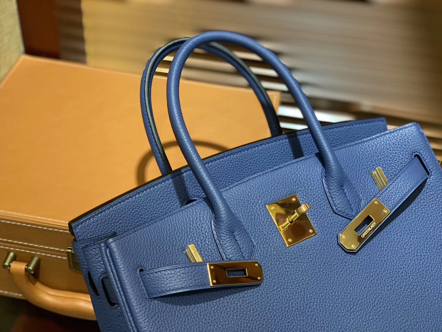 Hermès（爱马仕）Birkin铂金包 明蓝色 德国进口小牛皮 顶级品质全手工缝制 金扣 30cm