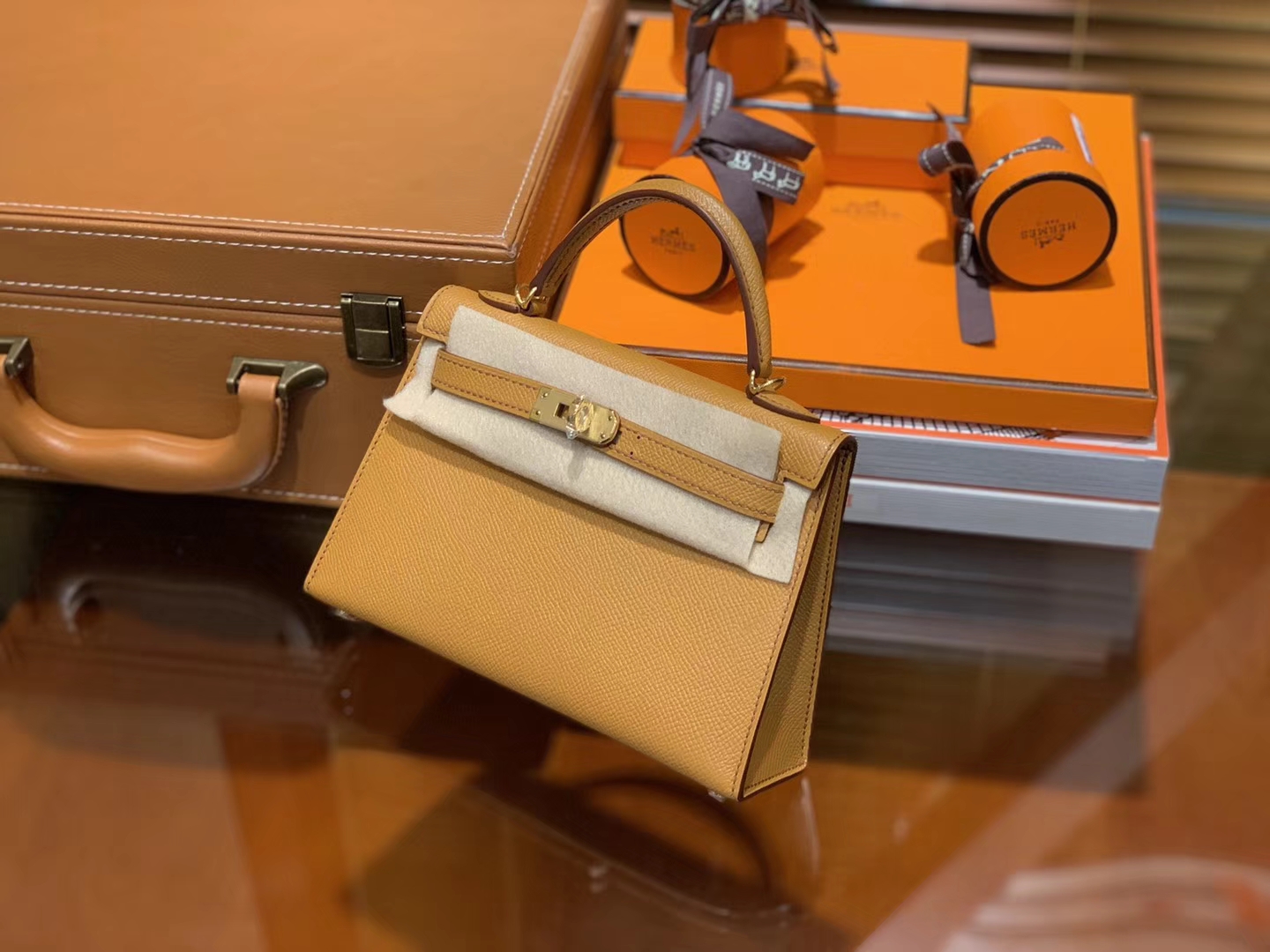 Hermès（爱马仕）MiniKelly 迷你凯莉 太妃金 德国掌纹牛皮 原版蜜蜡 全手工缝制 2代 19cm