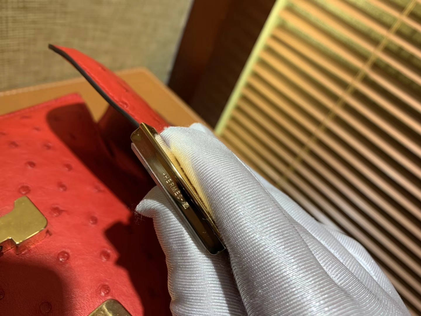 Hermès（爱马仕）Constance 23cm 红色 南非进口鸵鸟 KK级别 顶级全手工 金扣