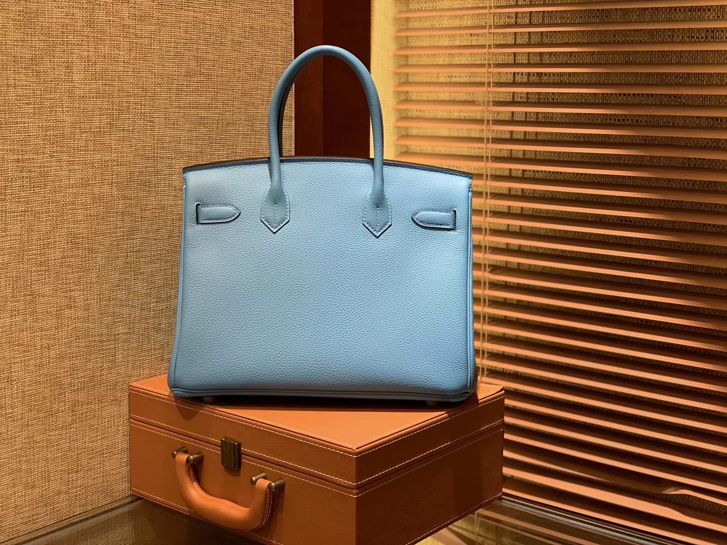 Hermès（爱马仕）Birkin铂金包 北方蓝 德国小牛皮 进口原料 顶级手工缝制 金扣 30cm