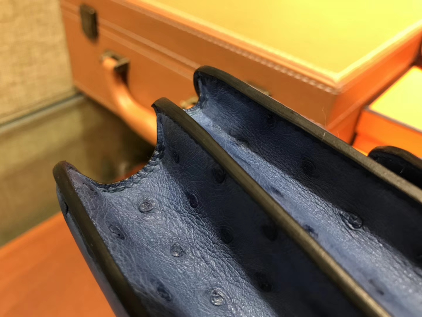 Hermès（爱马仕）Constance 18cm 玛瑙蓝 南非进口鸵鸟 KK级别 顶级全手工 金扣