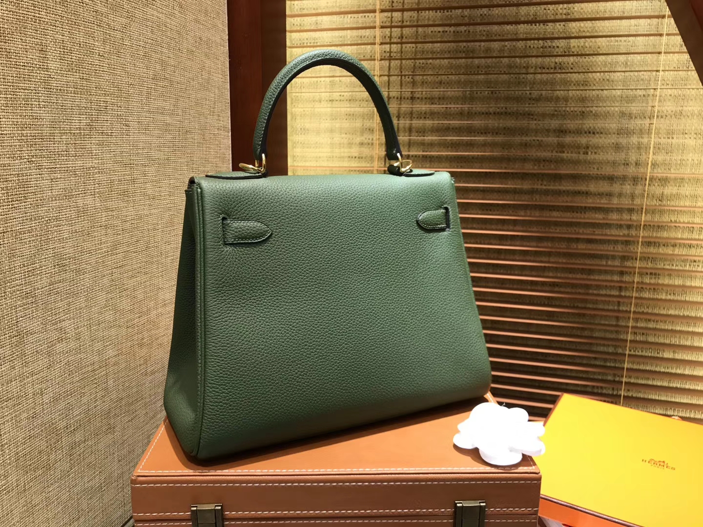 Hermès（爱马仕）Kelly凯莉包 togo小牛皮 丛林绿 进口原料 原版蜜蜡线 金扣 28cm