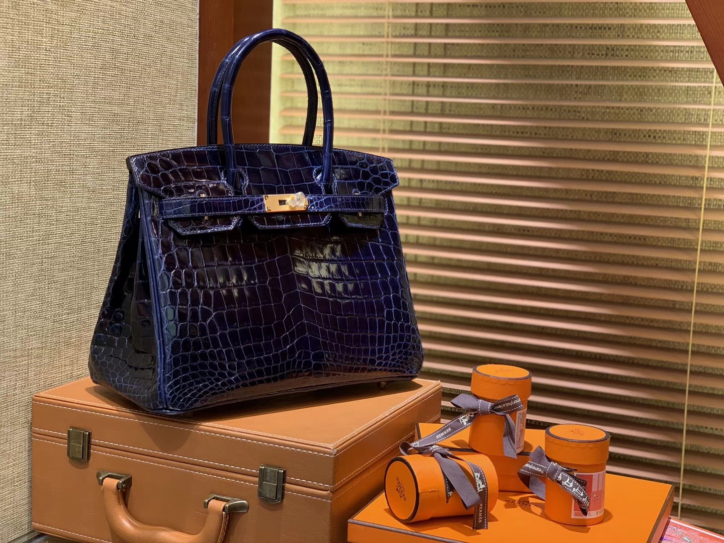 Hermès（爱马仕）Birkin铂金包 午夜蓝 一级皮 尼罗鳄鱼 进口原料 顶级手缝工艺 30cm