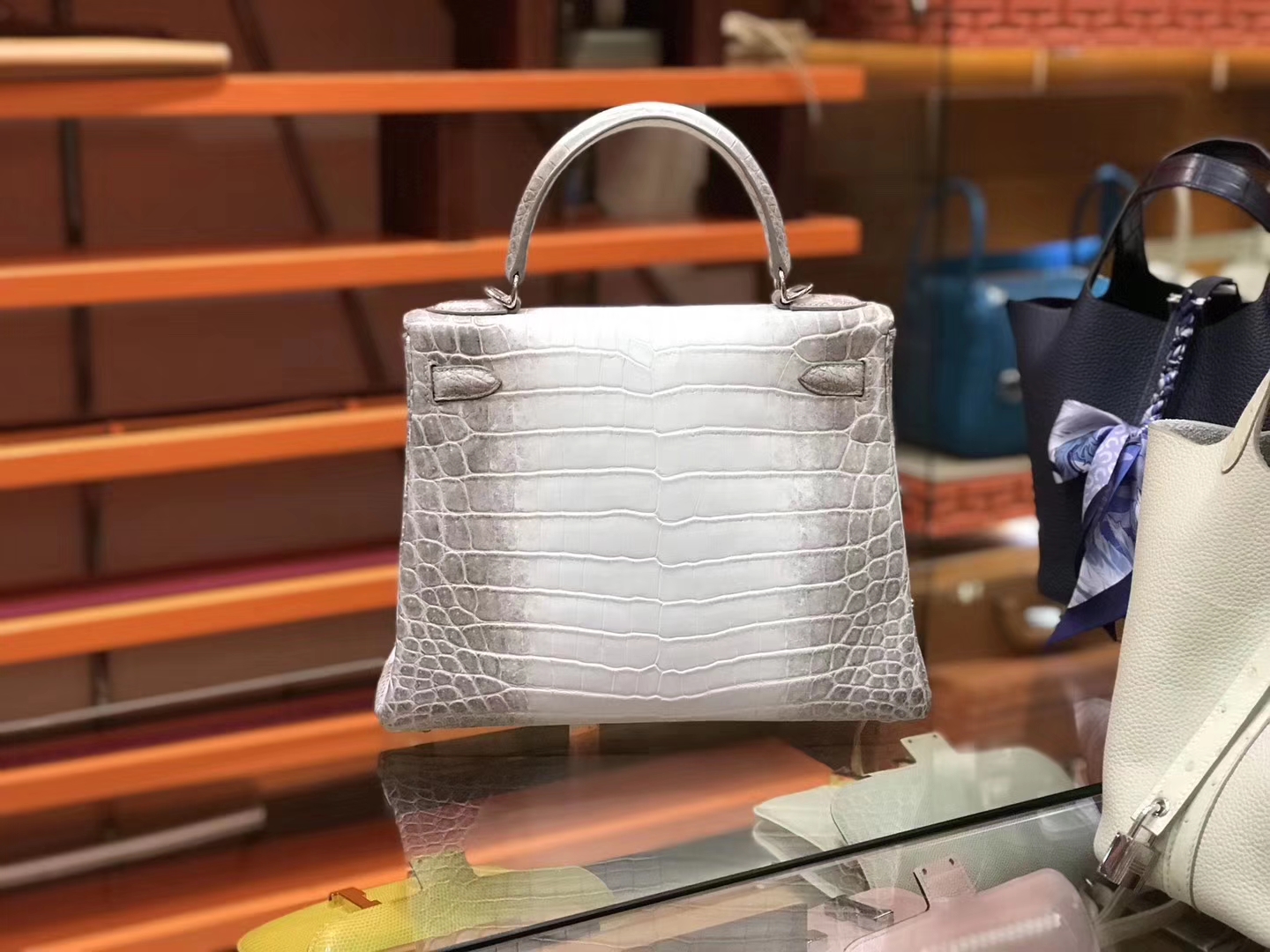 Hermès（爱马仕）Kelly 凯莉包 新款 喜马拉雅 雾面鳄鱼皮 顶级全手工缝制 银扣 28cm
