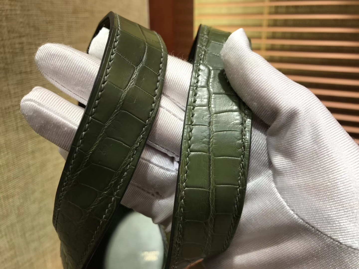 Hermès（爱马仕）Picotin 菜篮子 鳄鱼皮 橄榄绿 全手工缝制 18cm