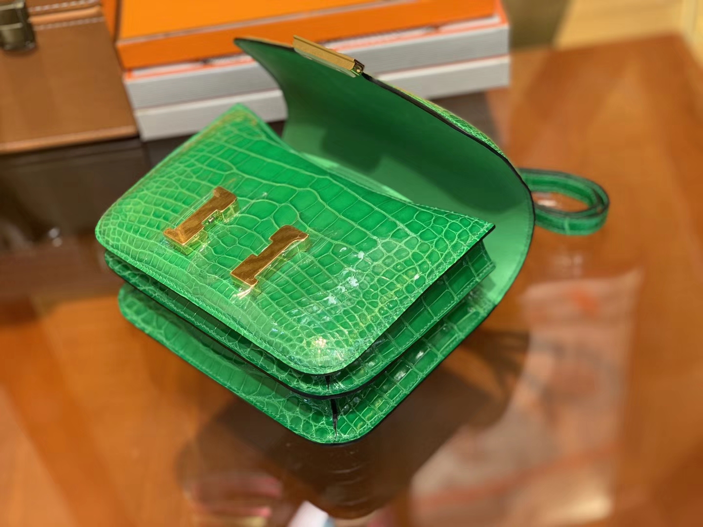 Hermès（爱马仕）Constance空姐包 仙人掌绿 一级 美洲 鳄鱼皮 臻品级别 金扣 18cm