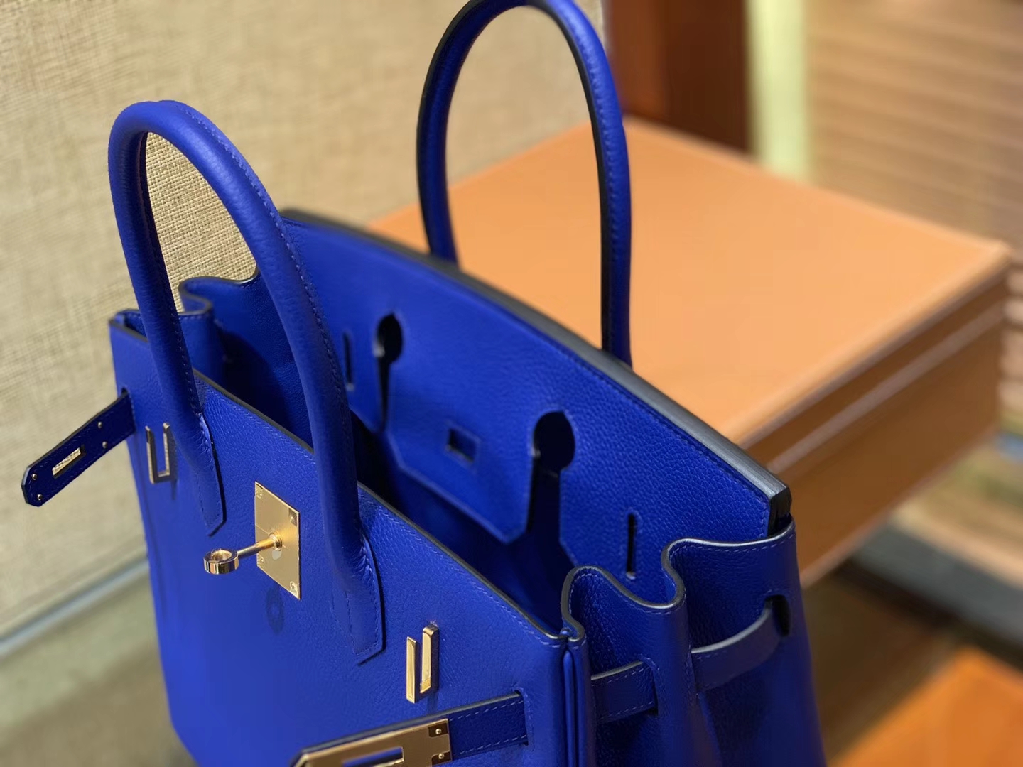 Hermès（爱马仕）Birkin铂金包 琉璃蓝 德国进口小牛皮 顶级品质全手工缝制 金扣 30cm