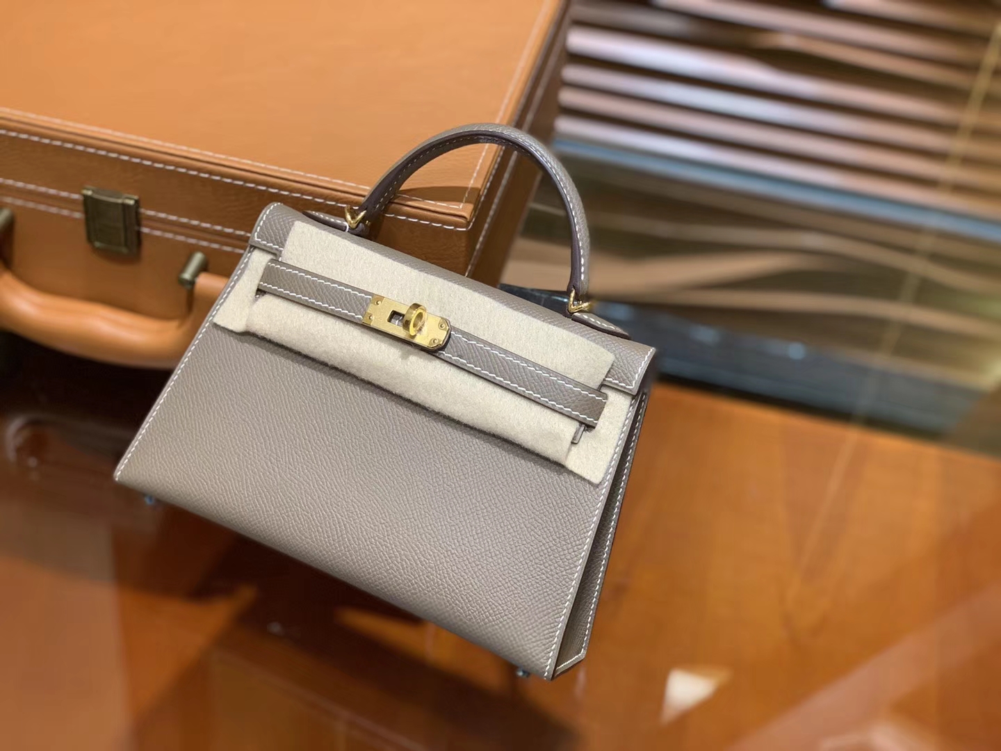 Hermès（爱马仕）MiniKelly 迷你凯莉 大象灰 德国掌纹牛皮 原版蜜蜡 全手工缝制 2代 19cm