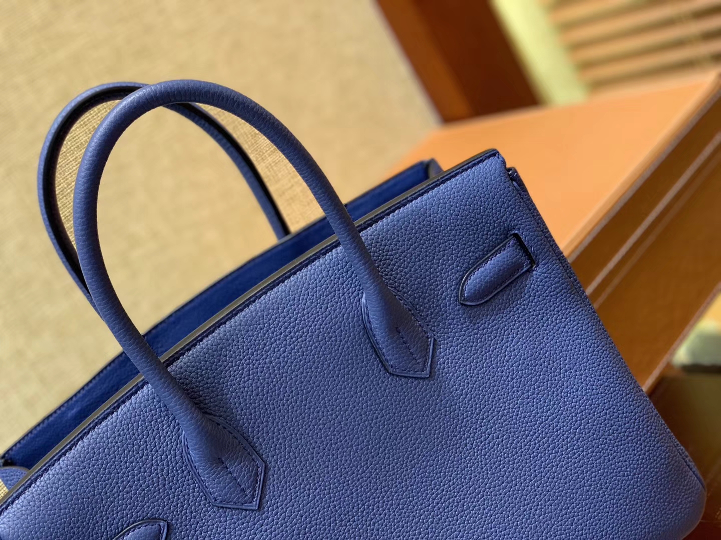 Hermès（爱马仕）Birkin铂金包 明蓝色 德国进口小牛皮 顶级品质全手工缝制 金扣 30cm
