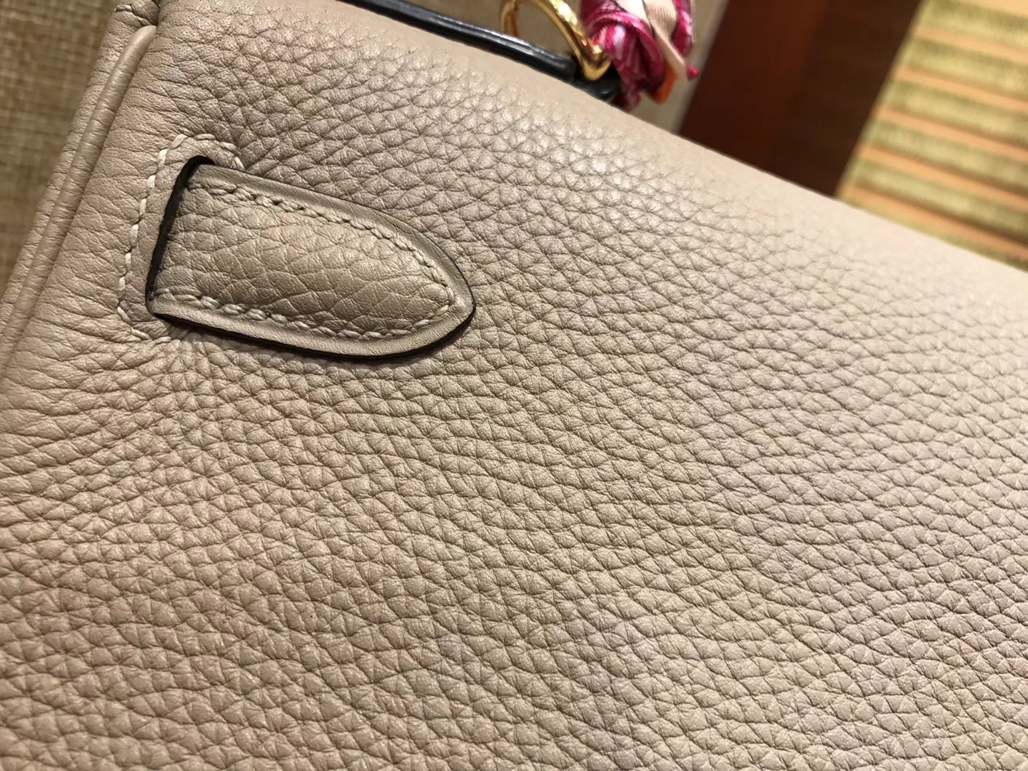 Hermès（爱马仕）Kelly凯莉包 togo小牛皮 斑鸠灰 进口原料 原版蜜蜡线 金扣 28cm