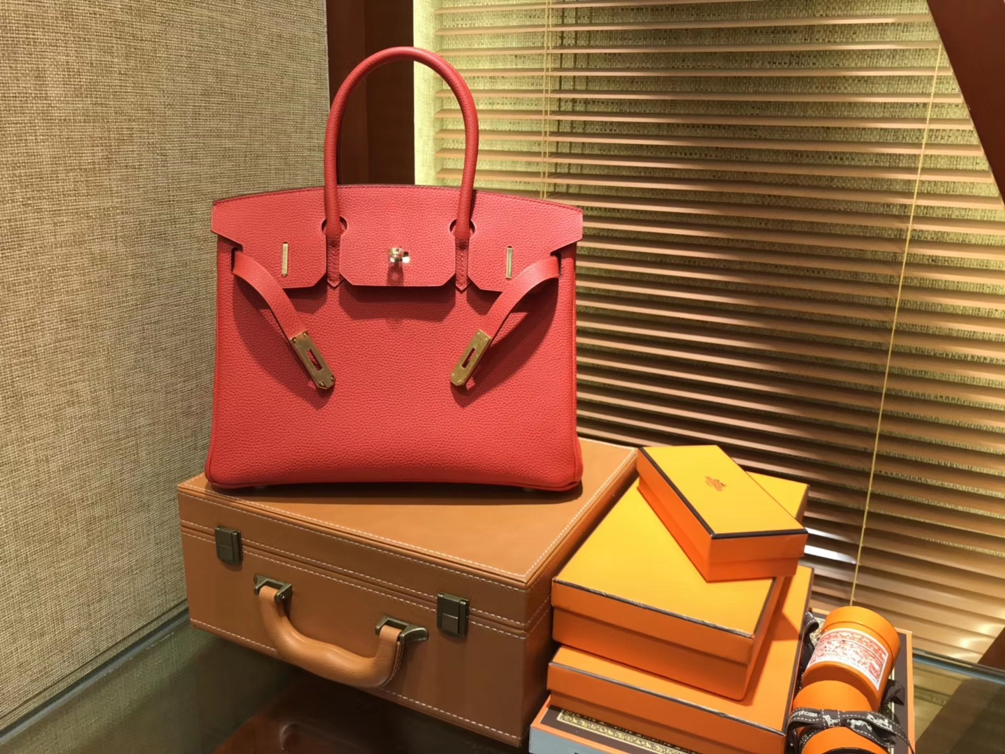Hermès（爱马仕）Birkin铂金包 罂粟橘 德国togo小牛皮 原版蜜蜡线 顶级手缝 金扣 30cm