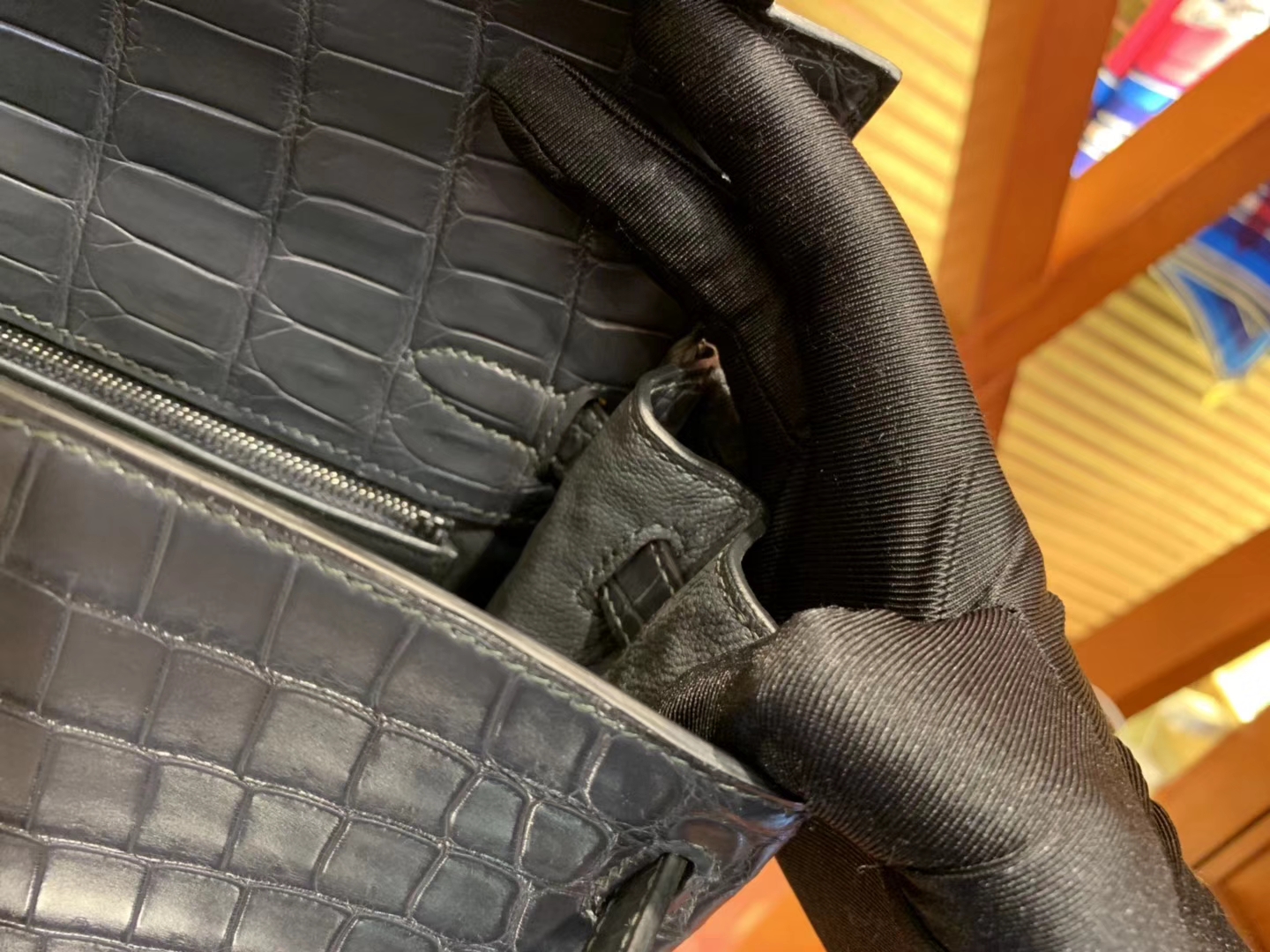 Hermès（爱马仕）Kelly 28cm 锡器灰 尼罗鳄鱼皮 顶级蜡线全手工