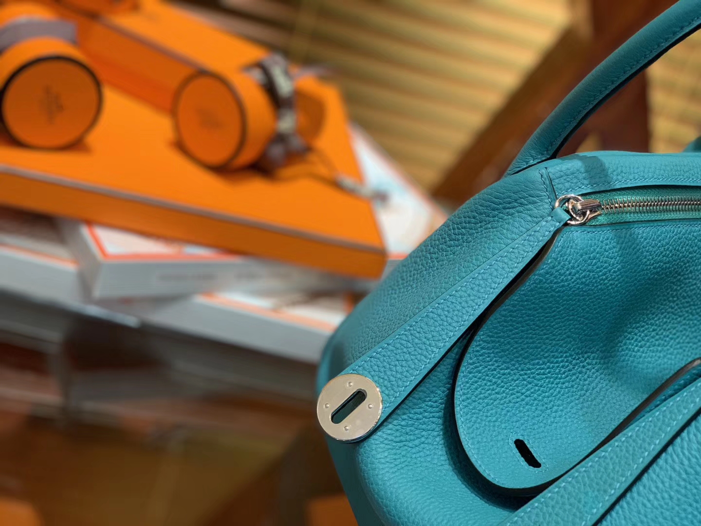 Hermès（爱马仕）Lindy琳迪包 孔雀蓝 德国进口togo牛皮 全手工缝制 银扣 30cm