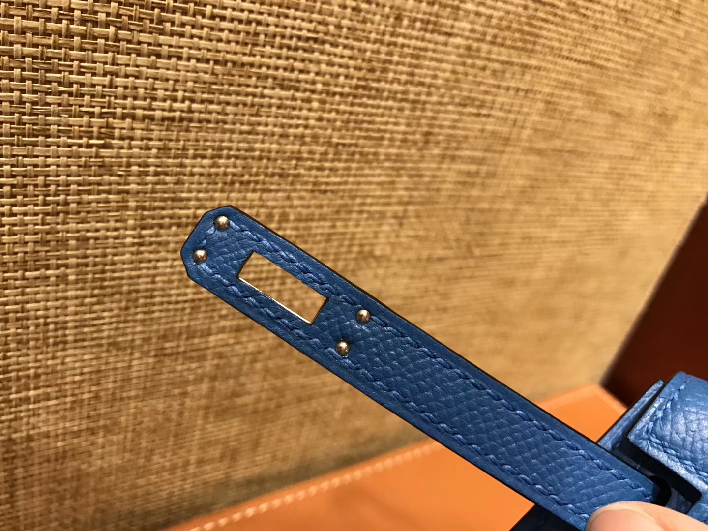 Hermès（爱马仕）Mini Kelly迷你凯莉 蓝色 德国掌纹牛皮 全手工缝制 臻品级别 金扣 19cm