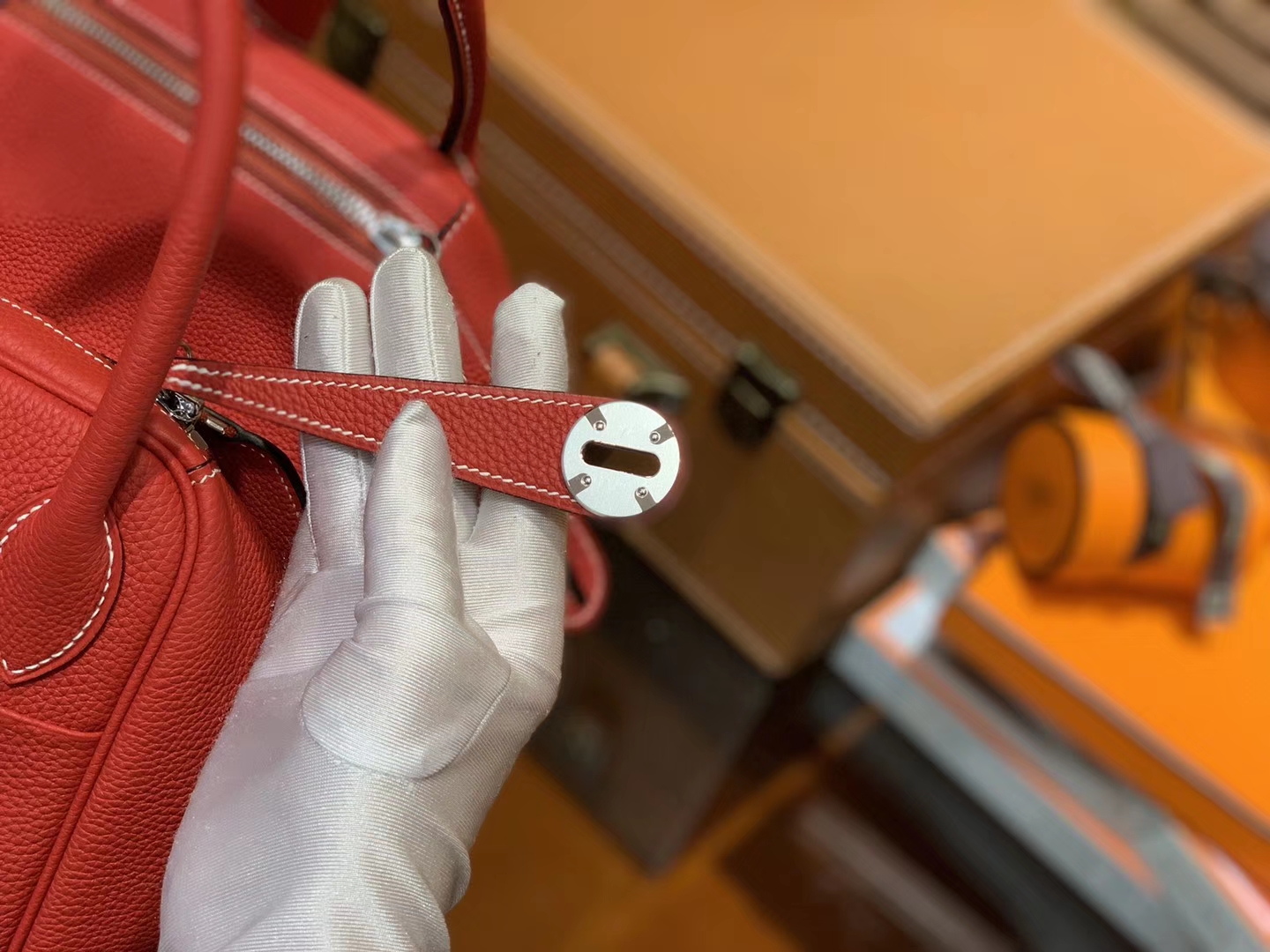 Hermès（爱马仕）Lindy琳迪包 红色 德国进口togo牛皮 全手工缝制 银扣 30cm