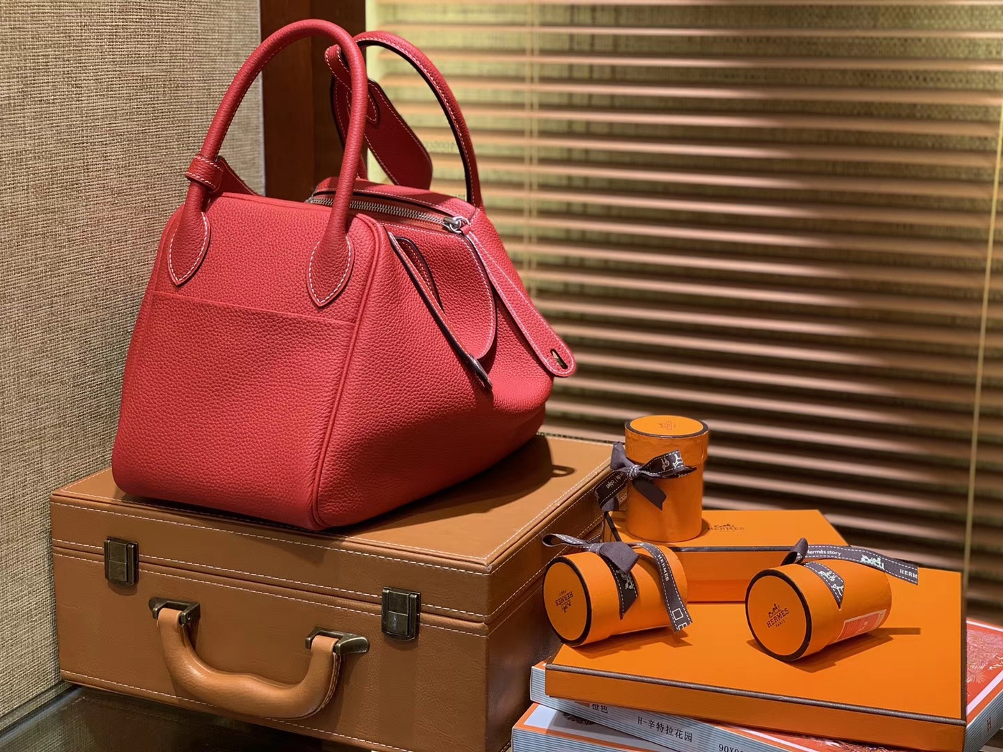 Hermès（爱马仕）Lindy琳迪包 红色 德国进口togo牛皮 全手工缝制 银扣 30cm