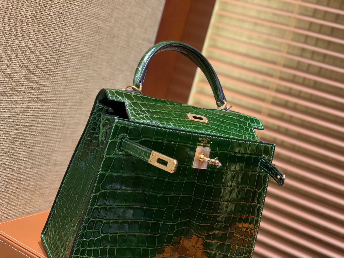 Hermès（爱马仕）Kelly 25cm 祖母绿 尼罗鳄鱼皮 顶级蜡线全手工