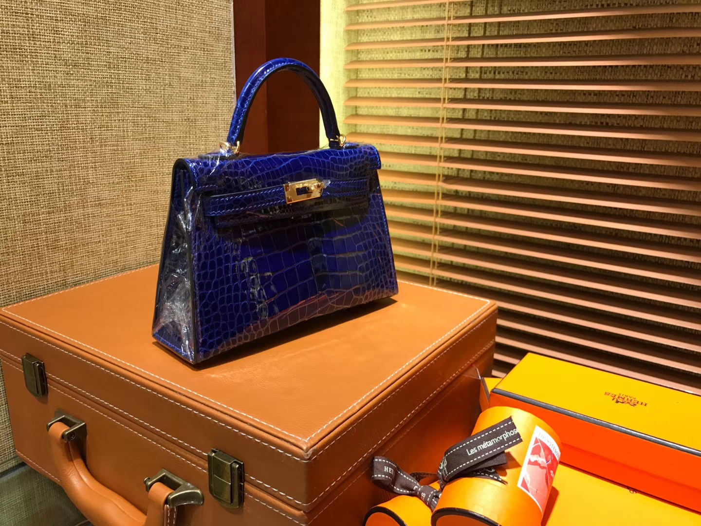 Hermès（爱马仕）Mini Kelly 深蓝色 一级美洲鳄鱼皮 全手工缝制 臻品级别 金扣 19cm 2代
