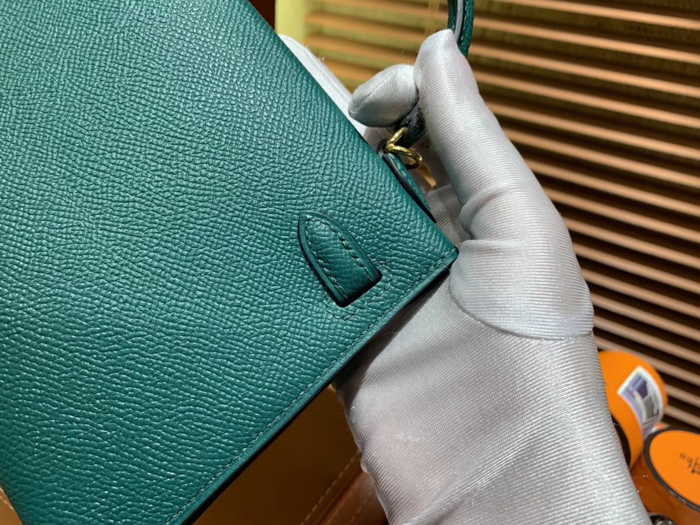 Hermès（爱马仕）Mini Kelly迷你凯莉 孔雀绿 德国掌纹牛皮 全手工缝制 臻品级别 金扣 19cm