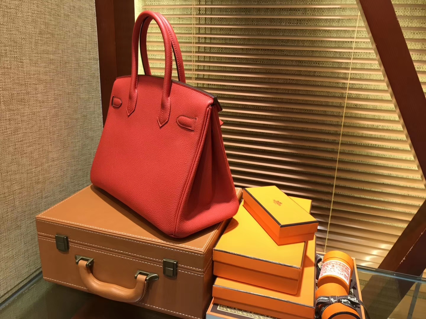 Hermès（爱马仕）Birkin铂金包 罂粟橘 德国togo小牛皮 原版蜜蜡线 顶级手缝 金扣 30cm