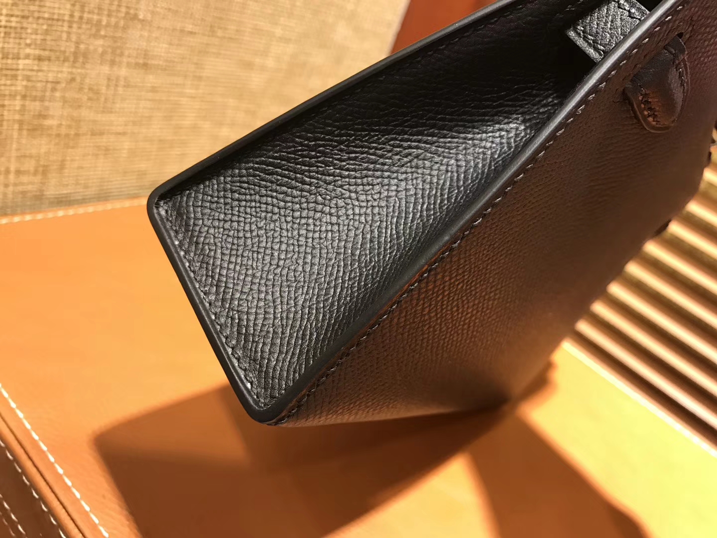 Hermès（爱马仕）Mini Kelly迷你凯莉 黑色 德国掌纹牛皮 全手工缝制 臻品级别 银扣 19cm