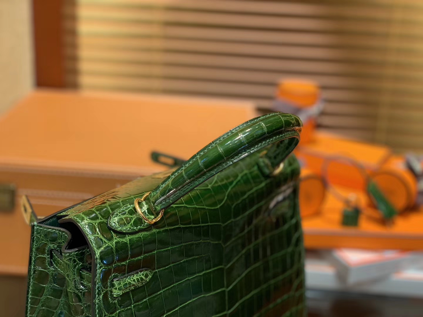 Hermès（爱马仕）Kelly 25cm 祖母绿 尼罗鳄鱼皮 顶级蜡线全手工