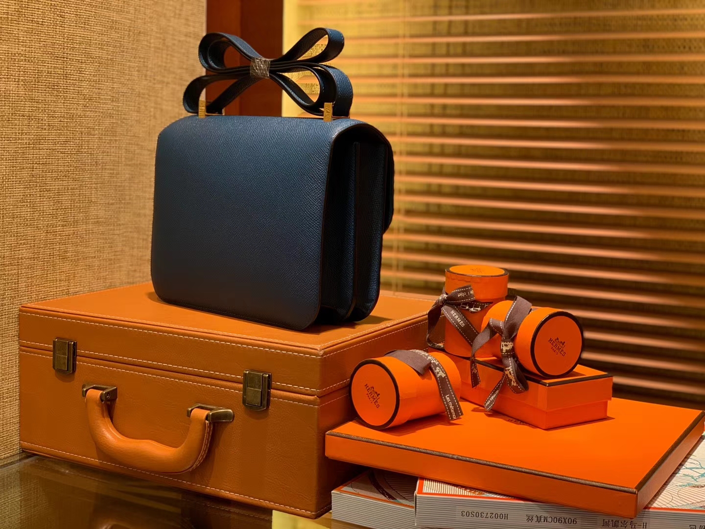 Hermès（爱马仕）Constance 23cm 靛蓝色 EP掌纹牛皮 德国进口原料