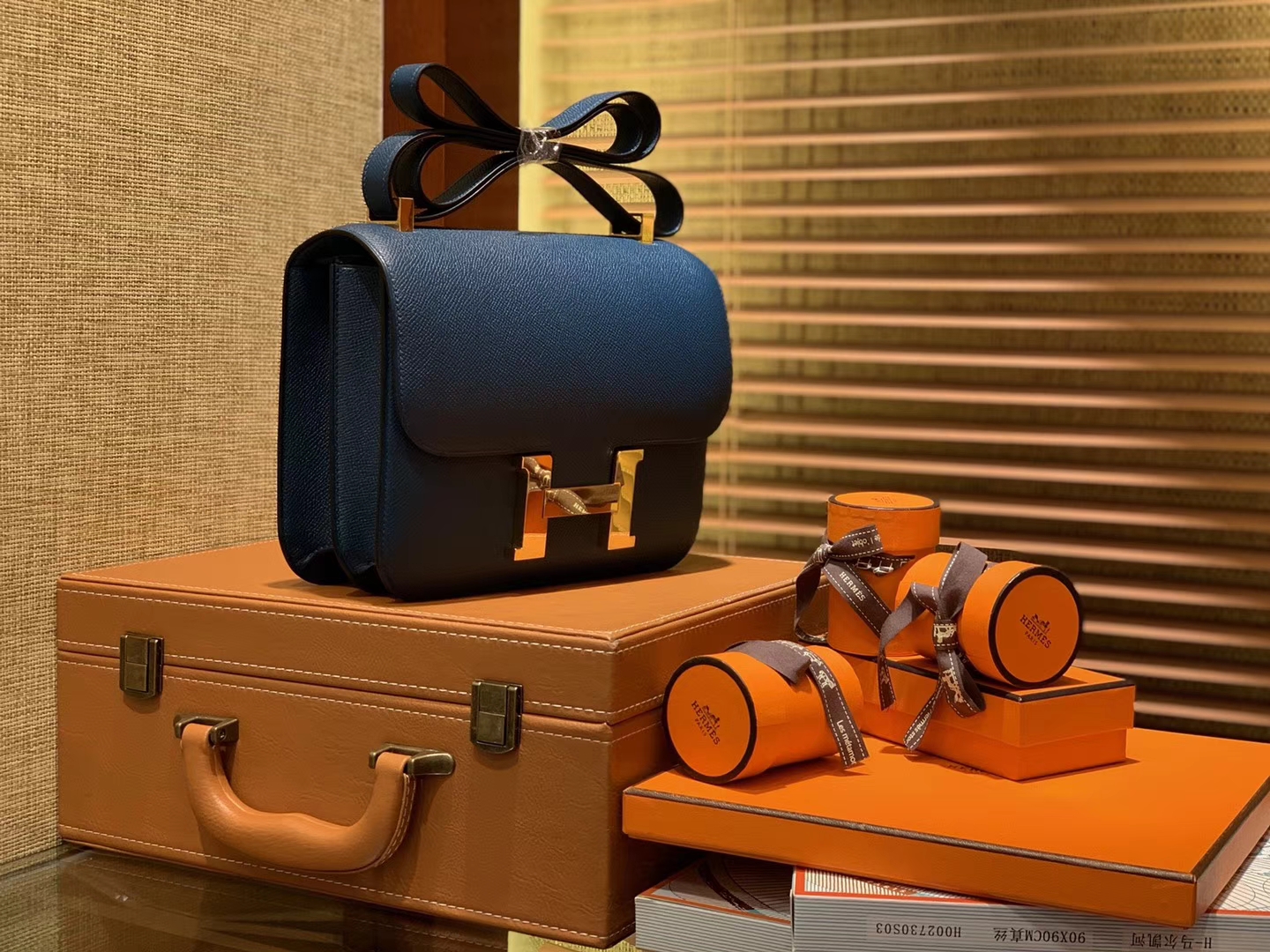 Hermès（爱马仕）Constance 23cm 靛蓝色 EP掌纹牛皮 德国进口原料