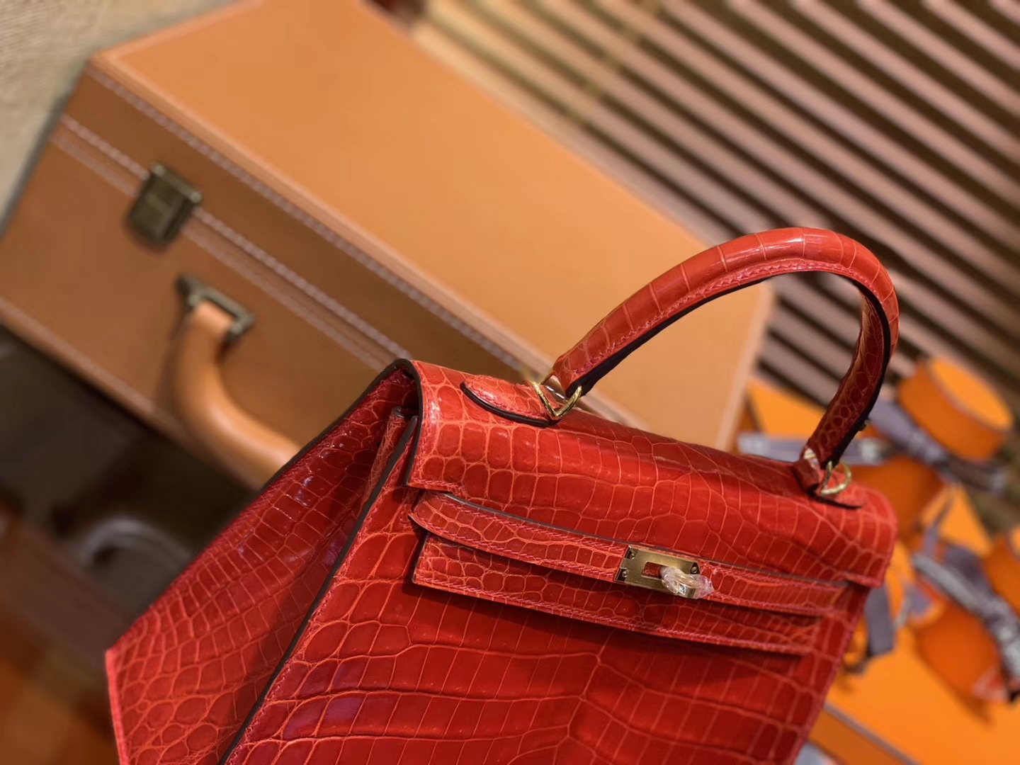 Hermès（爱马仕）Kelly 25cm 法拉利红 尼罗鳄鱼皮 顶级蜡线全手工