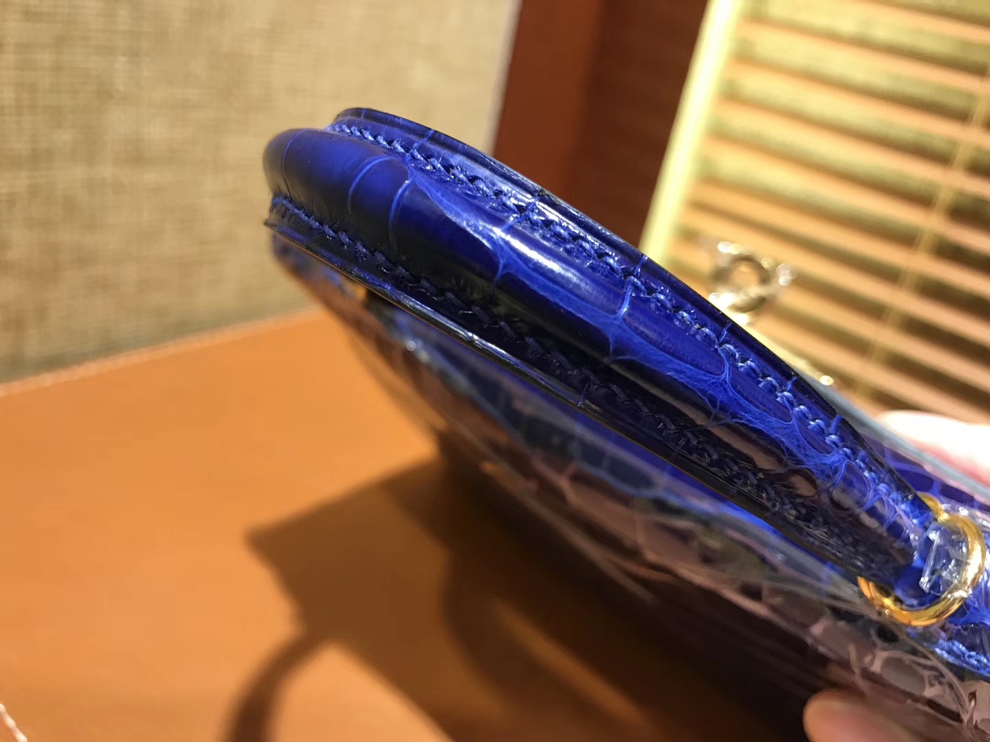 Hermès（爱马仕）Mini Kelly 深蓝色 一级美洲鳄鱼皮 全手工缝制 臻品级别 金扣 19cm 2代
