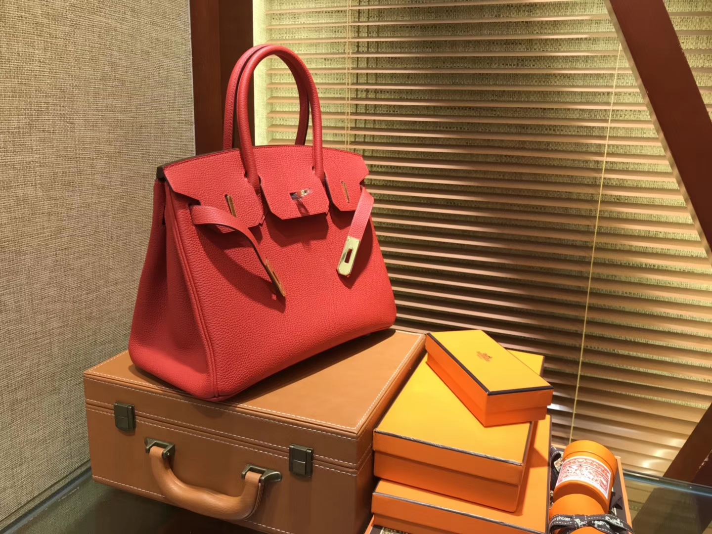 Hermès（爱马仕）Birkin铂金包 罂粟橘 德国togo小牛皮 原版蜜蜡线 顶级手缝 金扣 30cm