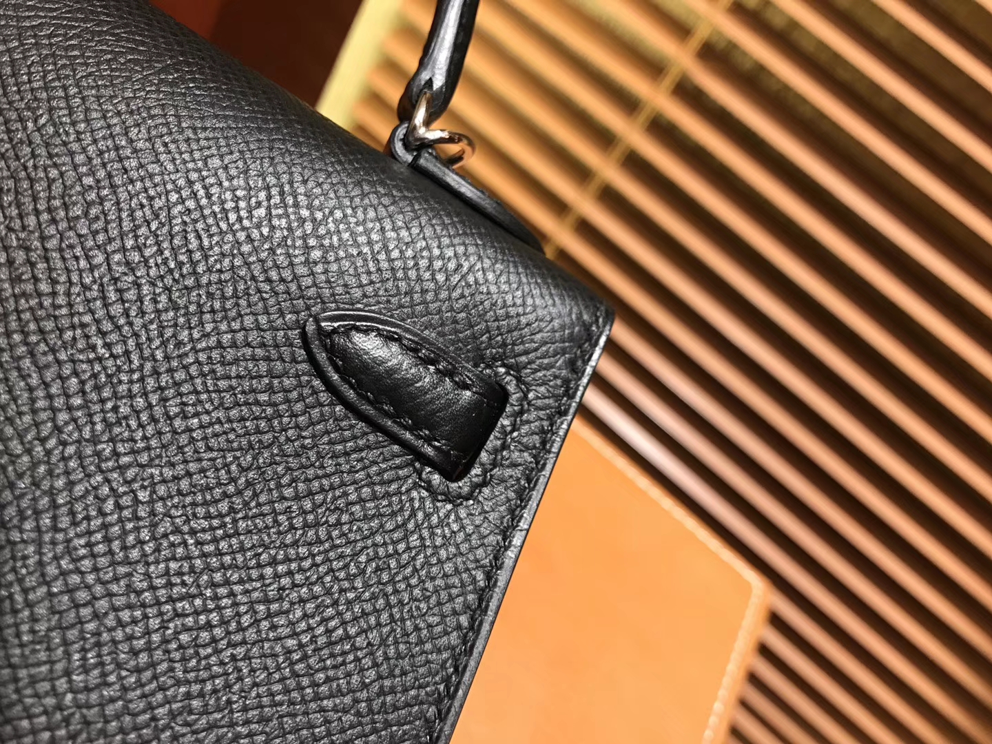 Hermès（爱马仕）Mini Kelly迷你凯莉 黑色 德国掌纹牛皮 全手工缝制 臻品级别 银扣 19cm