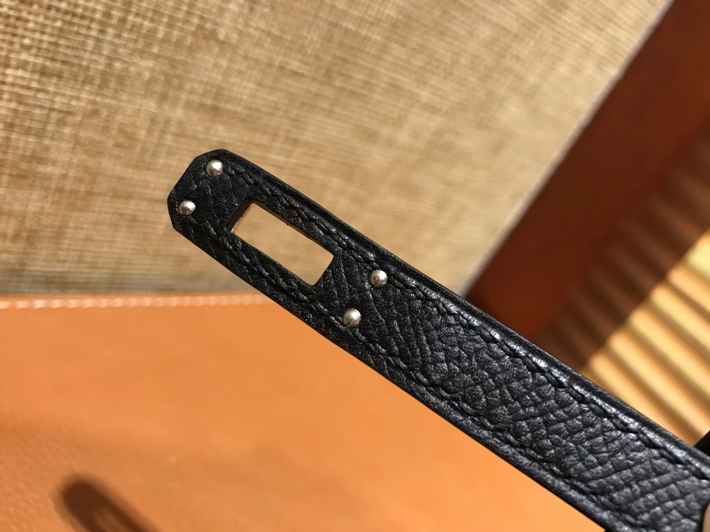 Hermès（爱马仕）Mini Kelly迷你凯莉 黑色 德国掌纹牛皮 全手工缝制 臻品级别 银扣 19cm