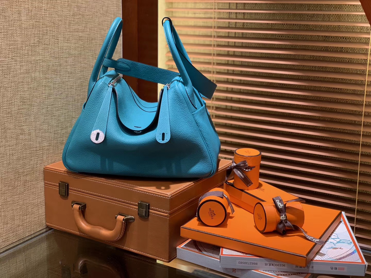 Hermès（爱马仕）Lindy琳迪包 孔雀蓝 德国进口togo牛皮 全手工缝制 银扣 30cm