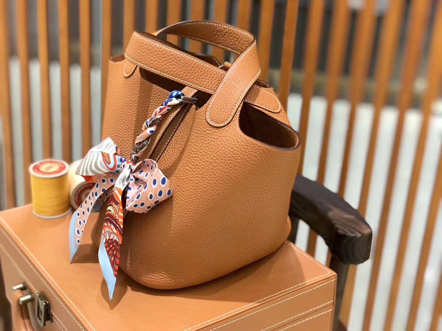 Hermès（爱马仕）新增现货 Picotin 菜篮子 太妃金 全手工蜡线缝制 银扣 18cm