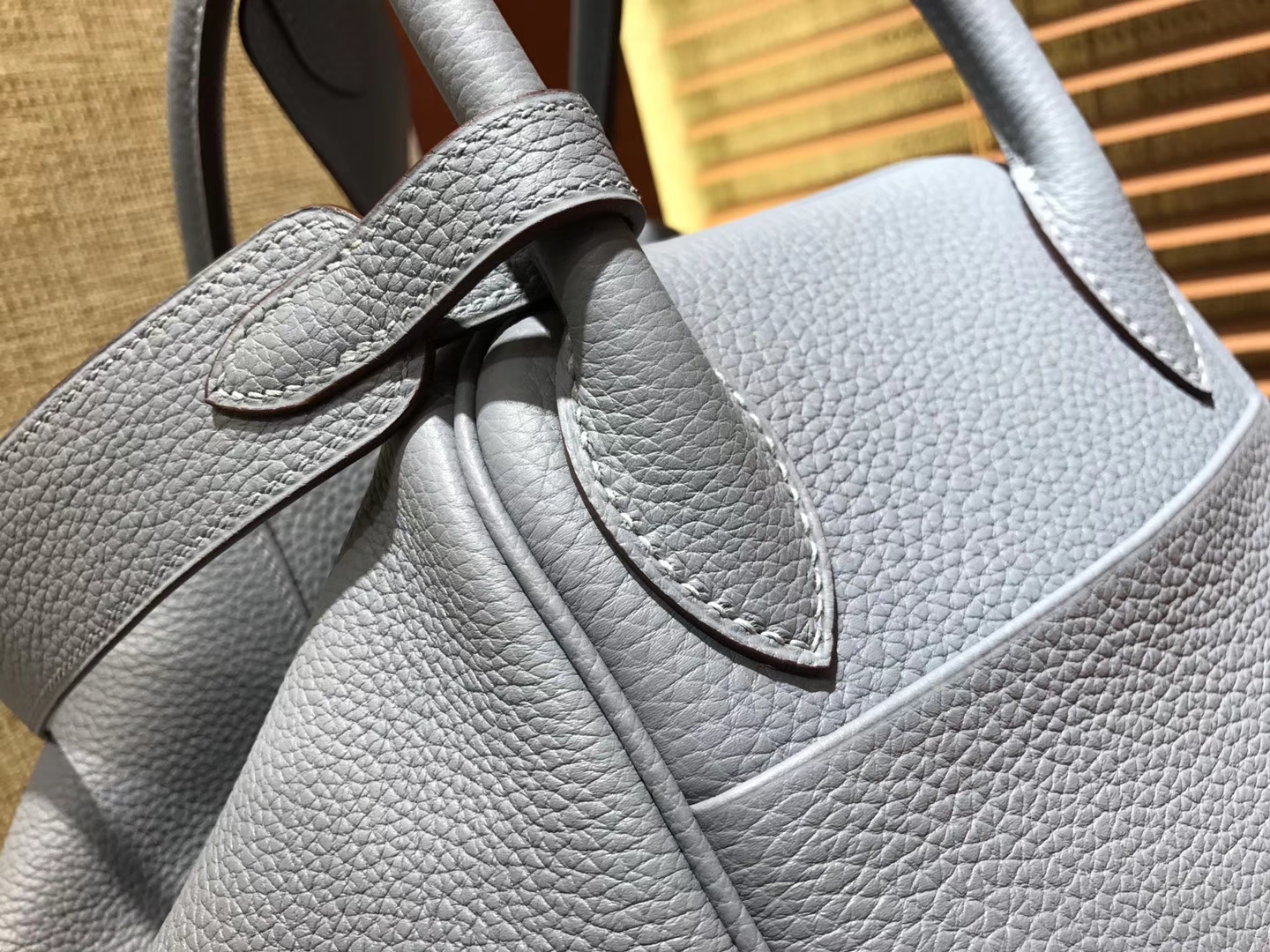 Hermès（爱马仕）Lindy琳迪包 亚麻蓝 德国进口togo牛皮 全手工缝制 银扣 30cm