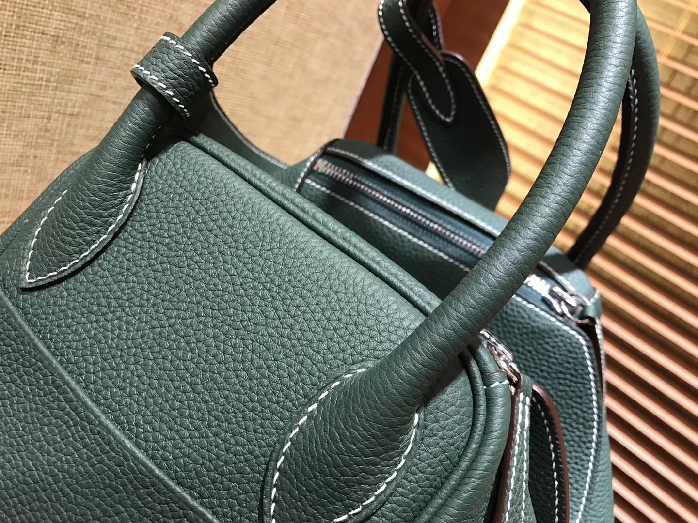 Hermès（爱马仕）Lindy琳迪包 墨绿色 德国进口togo牛皮 全手工缝制 银扣 30cm
