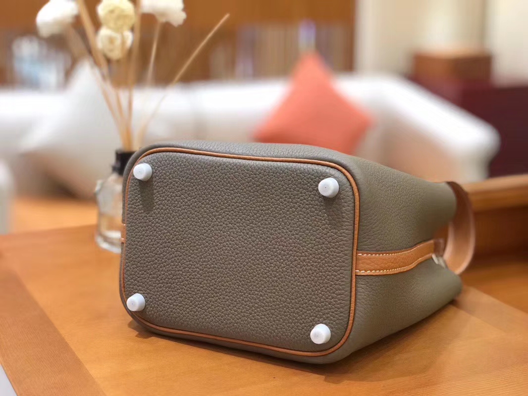 Hermès（爱马仕）Picotin菜蓝包 TC金棕拼大象灰 18cm 22cm
