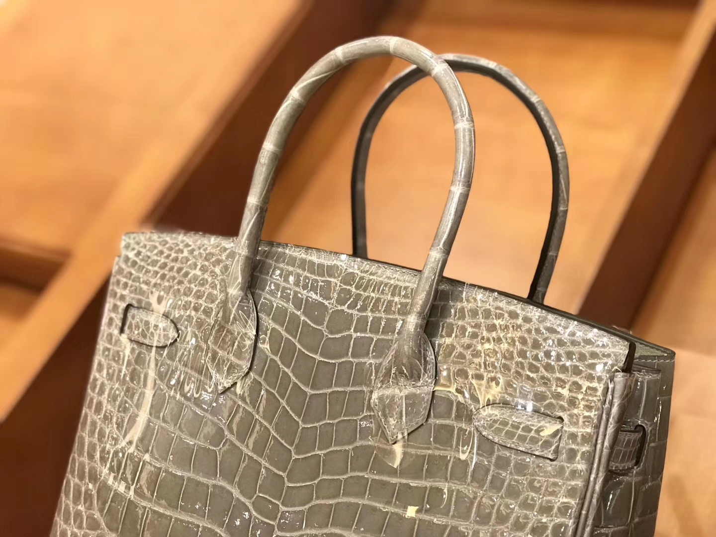 Hermès（爱马仕）新增现货 birkin 铂金包 斑鸠灰 一级鳄鱼皮 30cm