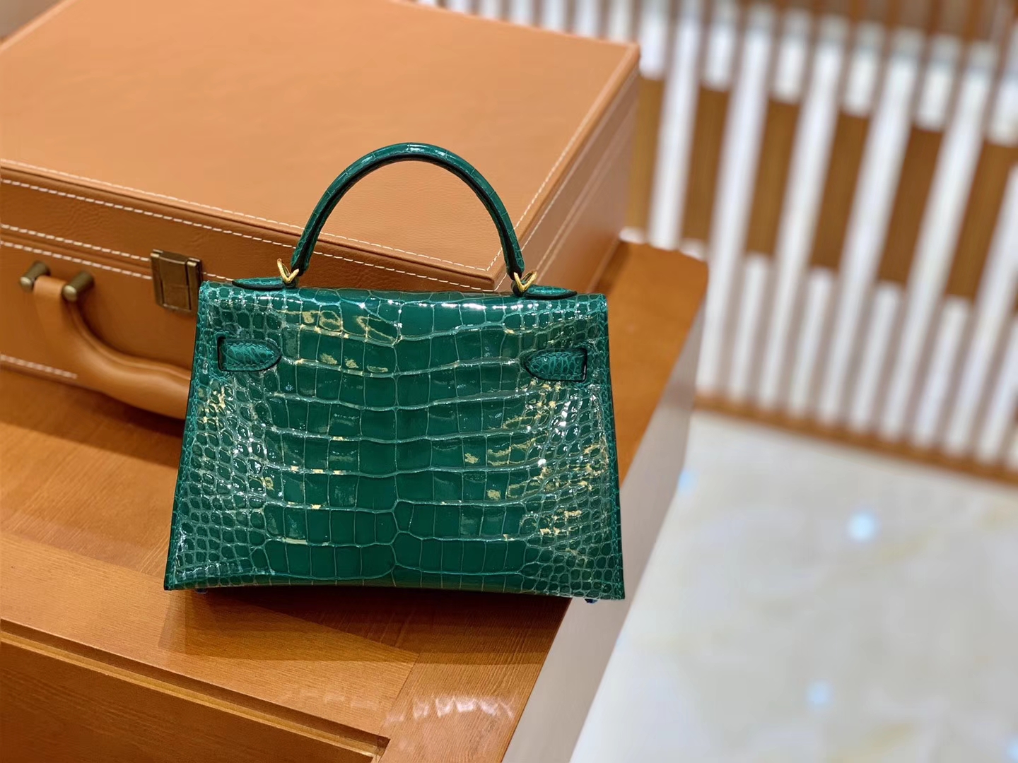 Hermès（爱马仕）Mini Kelly 迷你凯莉 翡翠绿 一级美洲鳄鱼皮 臻品级别 金扣 19cm