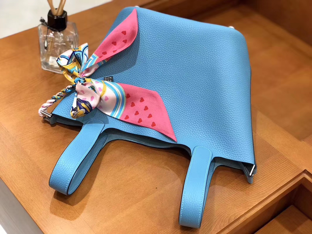 Hermès（爱马仕）Picotin 菜篮包 北方蓝 TC大牛皮 银扣 18cm