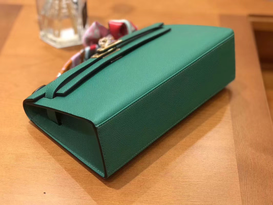 Hermès（爱马仕）Mini Kelly迷你凯莉 丝绒绿 Epsom掌纹皮 臻品级别 1代 金扣 22cm