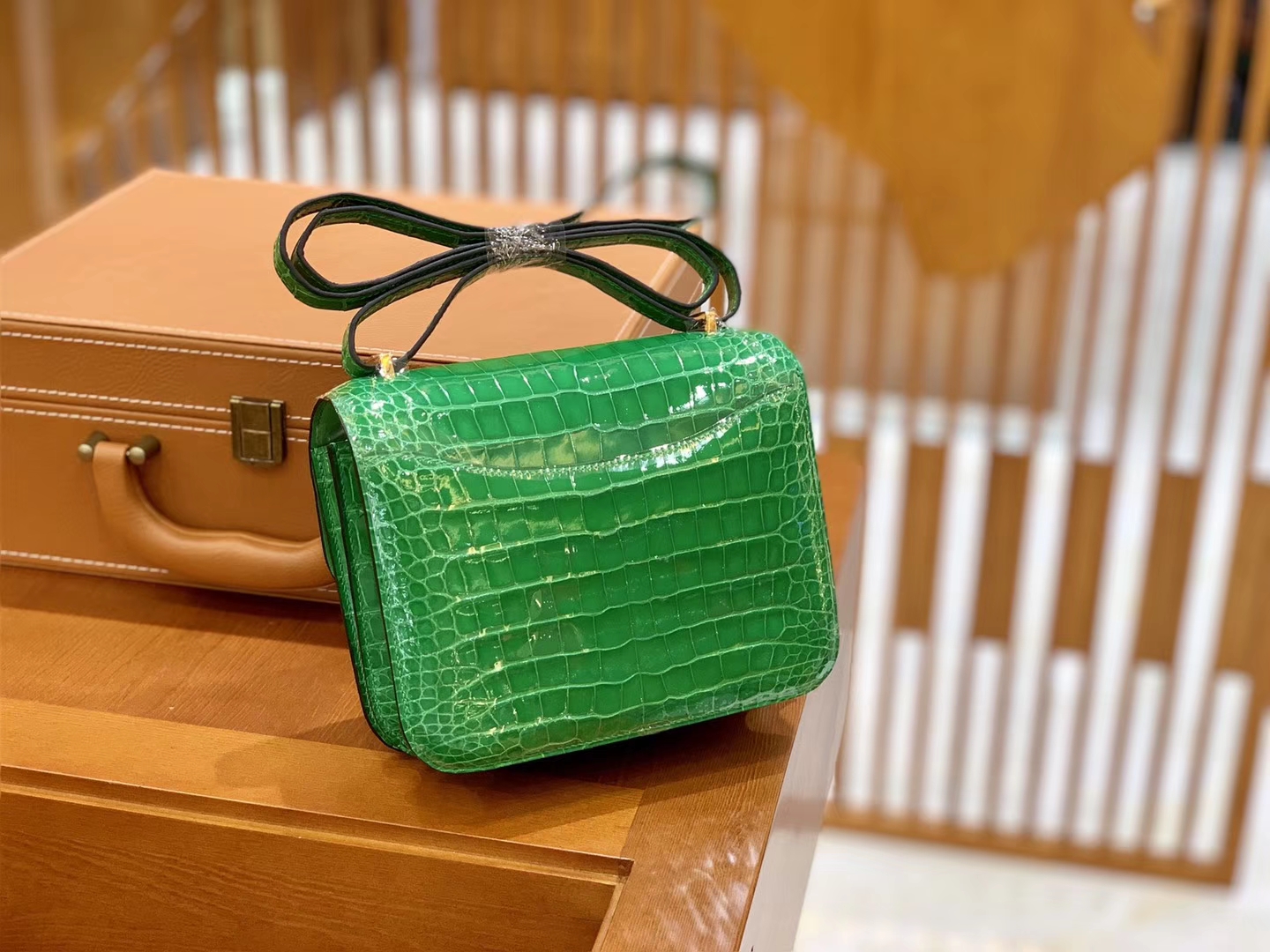 Hermès（爱马仕）Constance 空姐包 仙人掌绿 一级皮 美洲鳄 顶端级别 臻品级别 金扣 18cm