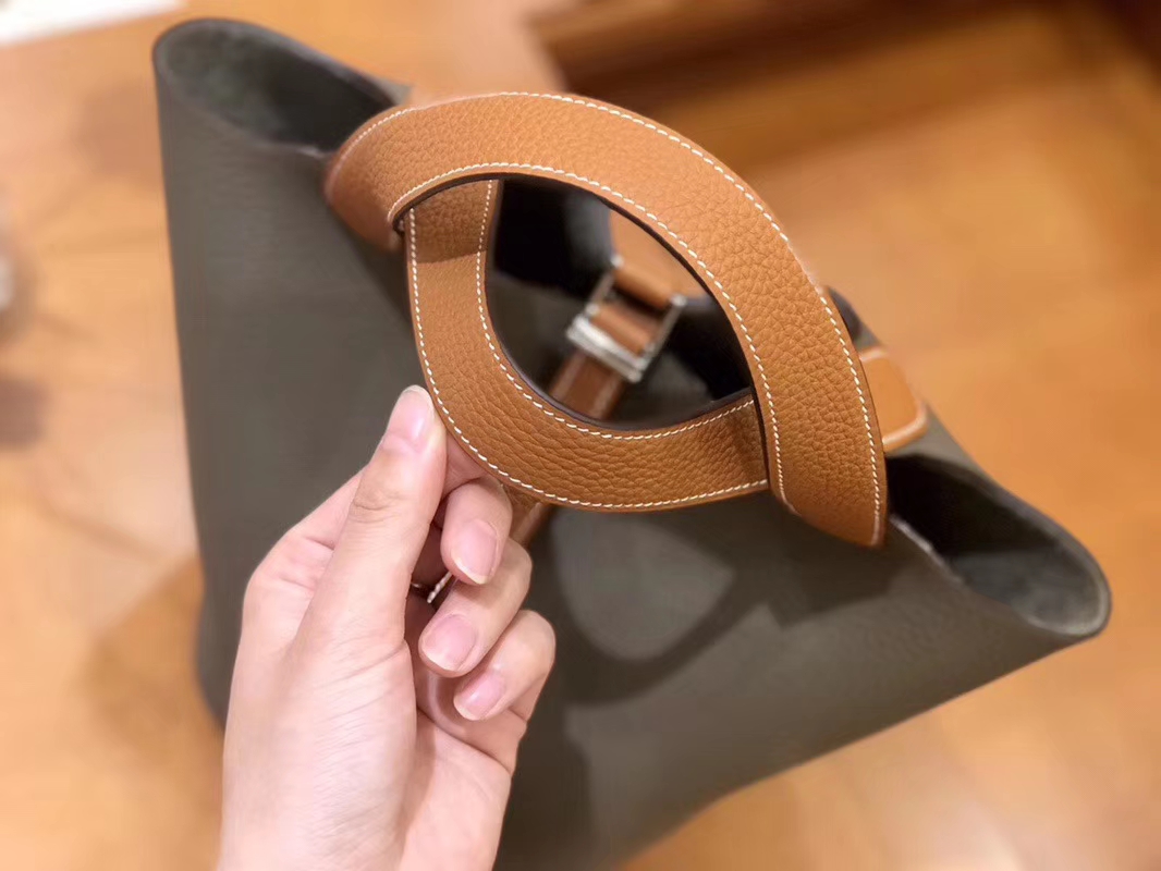 Hermès（爱马仕）Picotin菜蓝包 TC金棕拼大象灰 18cm 22cm