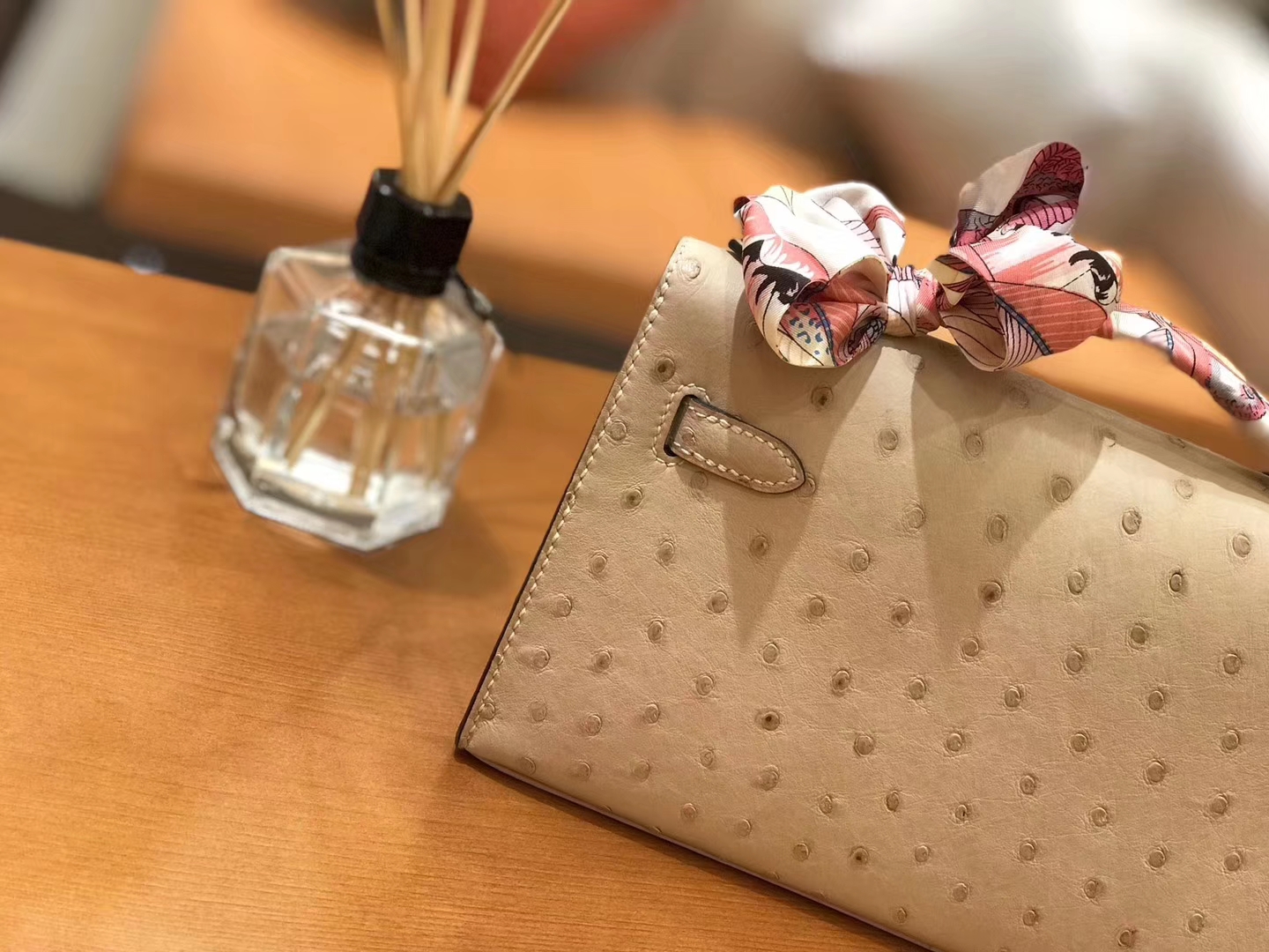 Hermès（爱马仕）miniKelly 迷你凯莉 羊毛白 南非kk级鸵鸟皮 金扣 22cm