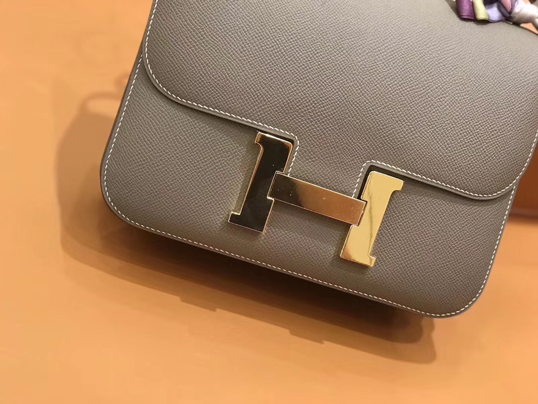 Hermès（爱马仕）Constance 空姐包 大象灰 Epsom掌纹小牛皮 臻品级别 金扣 23cm